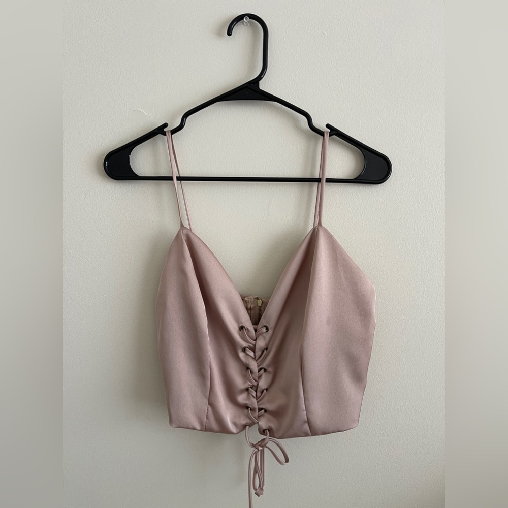 Blush Satin Crop Top